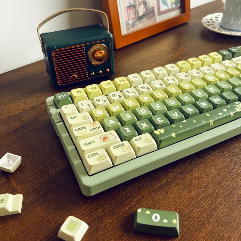 Matcha Green Keycap 133Keys Simple PBT XDA Highly Sublimated Mechanical Keyboard Universal Cartoon Rabbit Puppy Keycaps