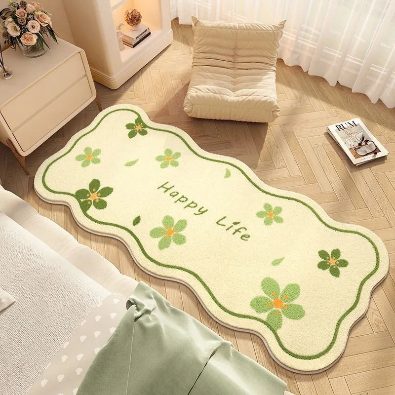 Irregular Flower Bedside Non-slip Super Absorbent Cashmere Carpet