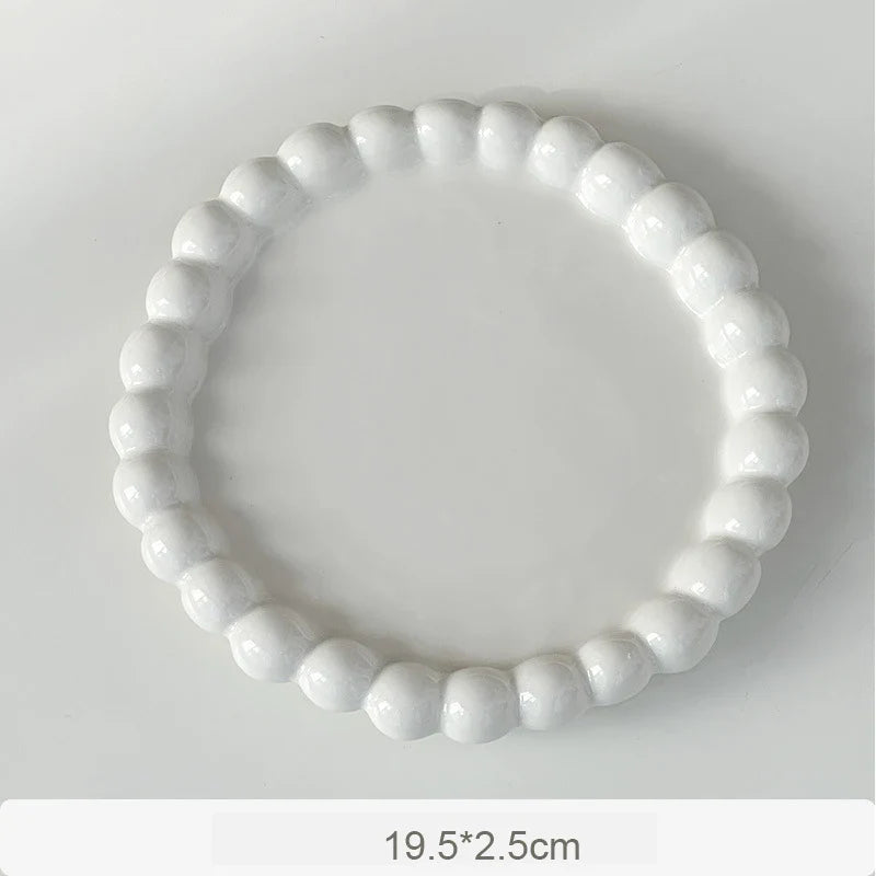 Cute Pearl Ceramic Plates Decorative Luxury Dish Kitchen Tableware