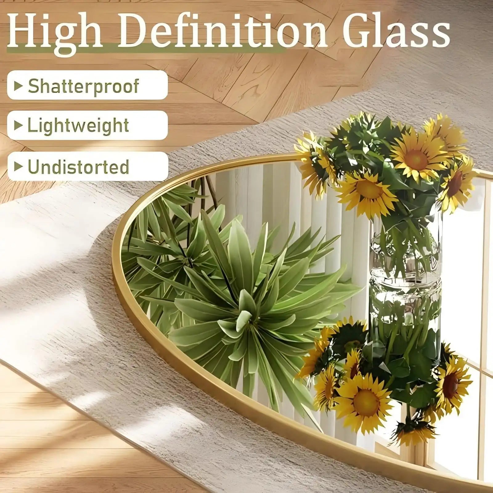 Oval Bathroom Mirror 26"x38" Bathroom Vanity Mirror, Gold