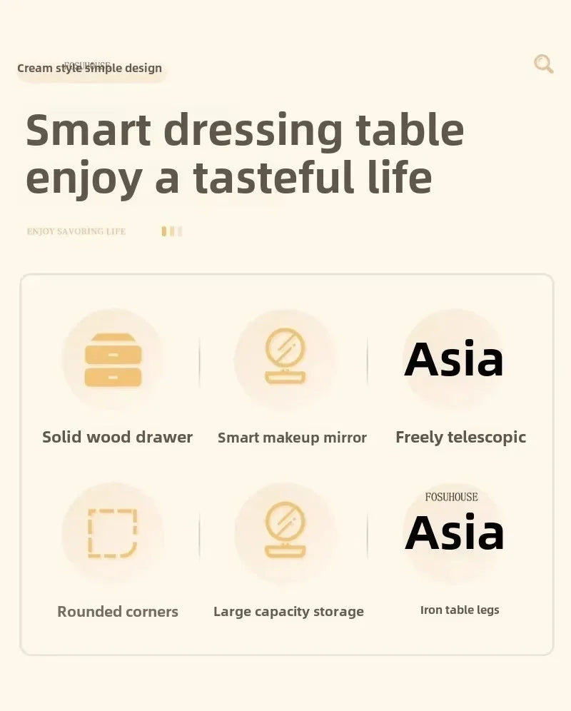 Multifunction Girls Vanity Table Corner Placement Mobile Luxury Dressers Set