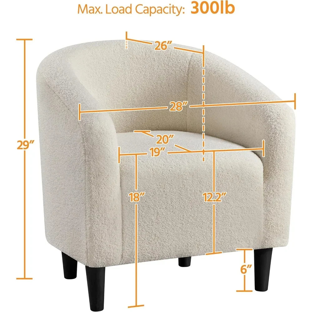 Sherpa Accent Chair Set with Plush Cushioned Armrests - Soft Furry Lounge Chairs for Living Room, Bedroom & Office 2-Piece