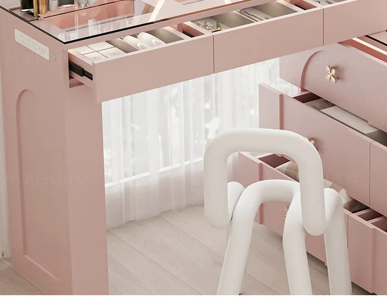 Room Dresser Makeup Bedroom Drawers Mirror Storage Cabinet Hairstyles Comfortable Illuminated Furniture