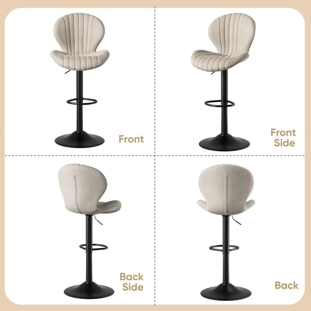 Set of 2 Modern Swivel Bar Chairs, Barstools Counter Height with High Backrest, Easy 3-5 Minute Assembly for Bar