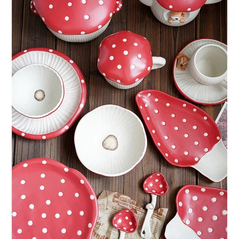 Cute Creative Ceramic Mushroom Shape Kitchenware