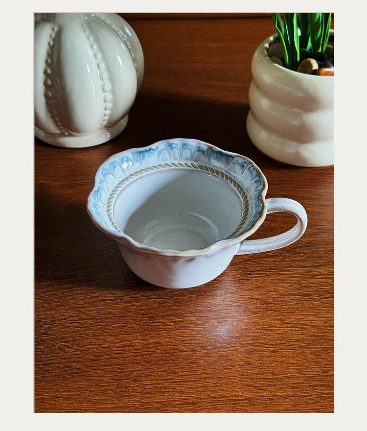 Vintage Ceramic Niche Design Afternoon Teacup with Dessert Plate