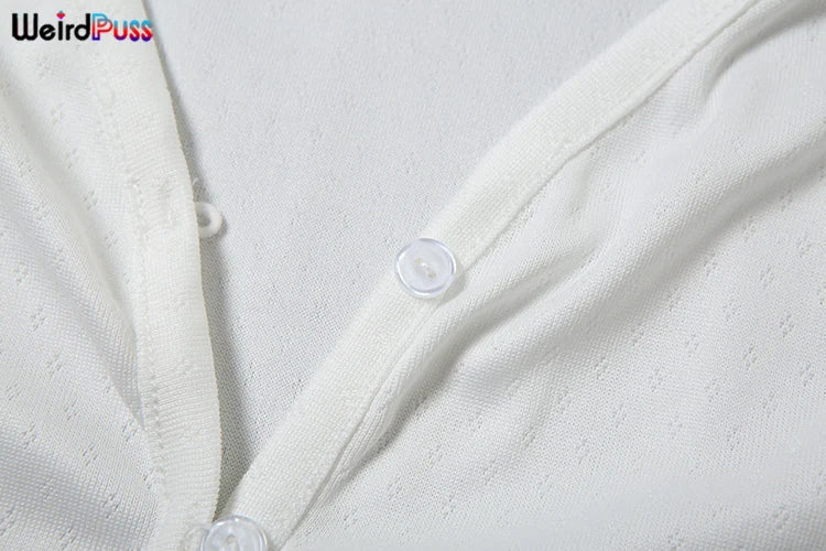 Solid 2 Piece Set Long Sleeve Single Breasted Crop Tops+Ruffles Simple Thin Mini Short Suit