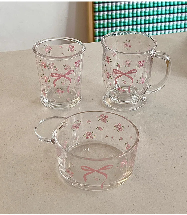 Kawaii Bowknot Glass Cups Bow Knot Drinkware