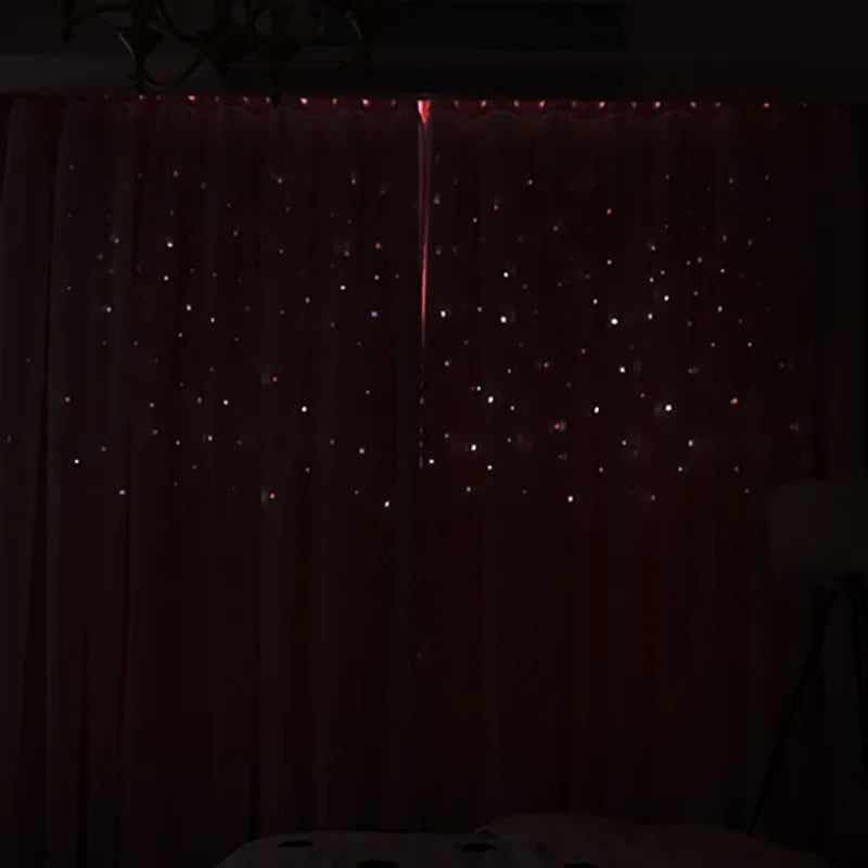 Double-Deck Princess Curtains for Living Room Hollow Stars Lace Curtain for Bedroom Shade Curtain Tulle Cloth