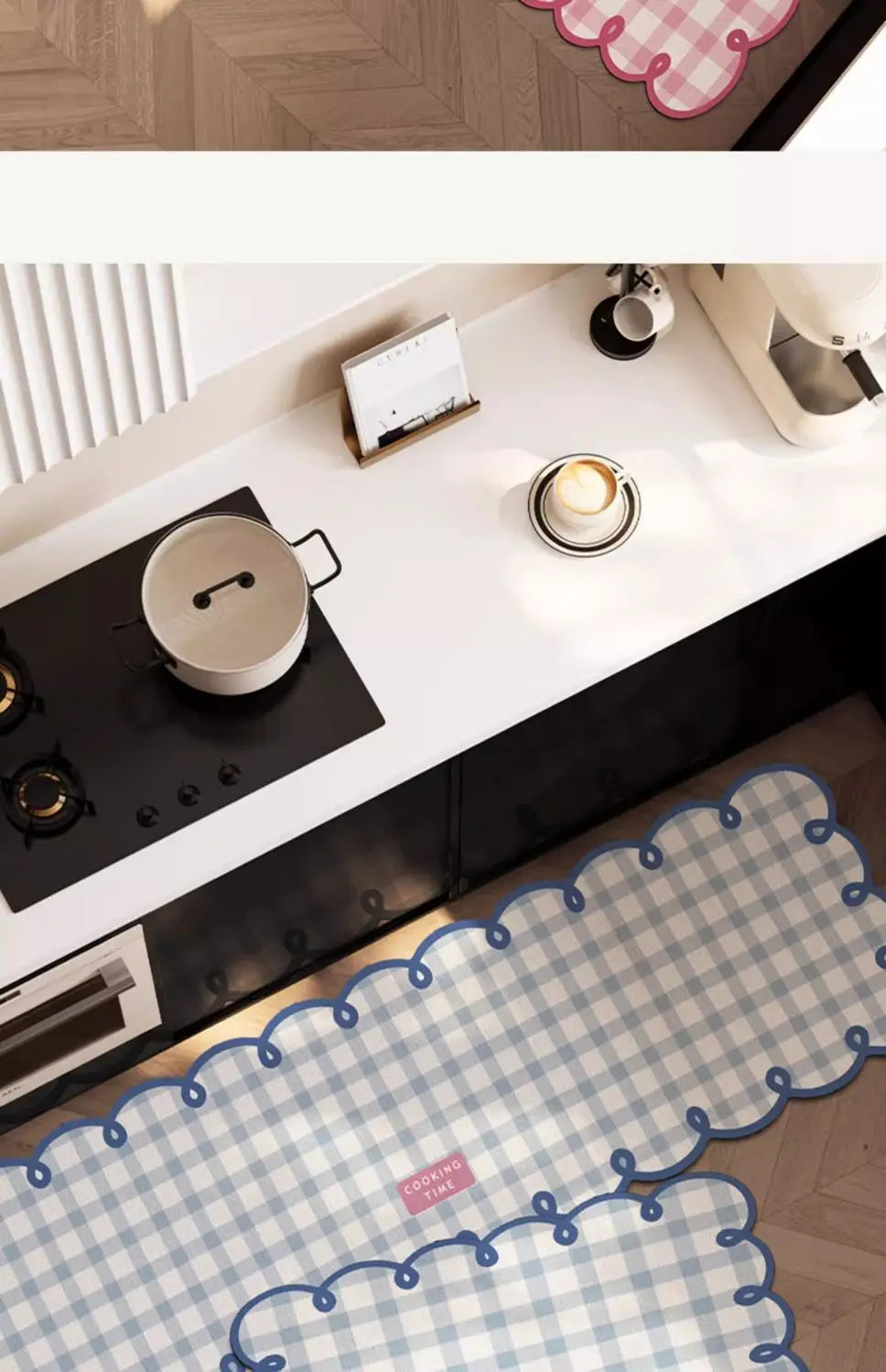 Simple Checkerboard Kitchen Special Dialgae Mud Absorbent Anti-Fouling Anti-Slip, Dirt-Resistant Carpet Home Decor