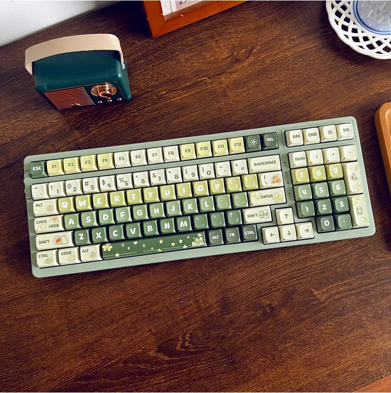 Matcha Green Keycap 133Keys Simple PBT XDA Highly Sublimated Mechanical Keyboard Universal Cartoon Rabbit Puppy Keycaps