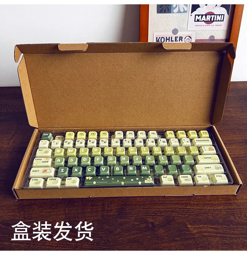 Matcha Green Keycap 133Keys Simple PBT XDA Highly Sublimated Mechanical Keyboard Universal Cartoon Rabbit Puppy Keycaps