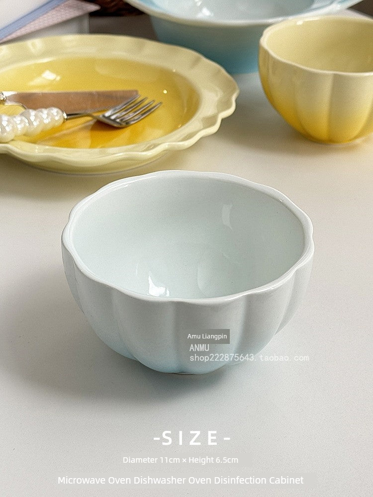 Gradient Lace Underglaze Porcelain Tableware Dish and Bowl Dish