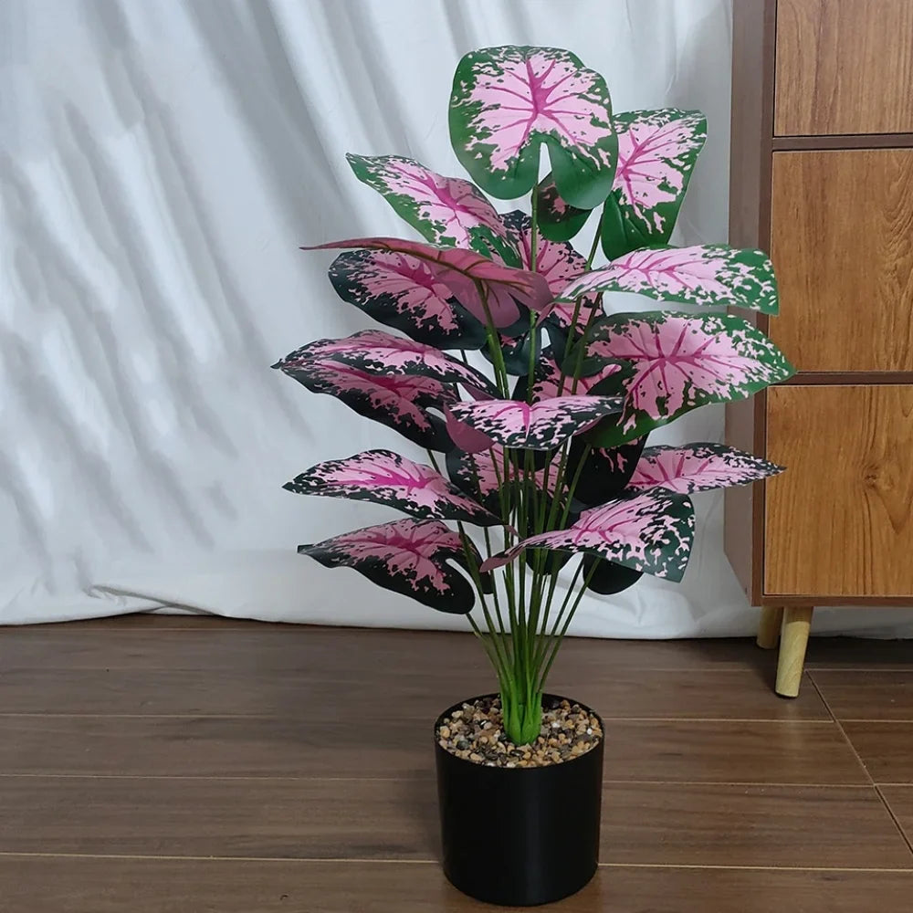 Pink Leaf Potted Plants Fake Artificial Plants Decoration Artificial Flower Simulation Ornament For Home Decor Party Wedding Dec