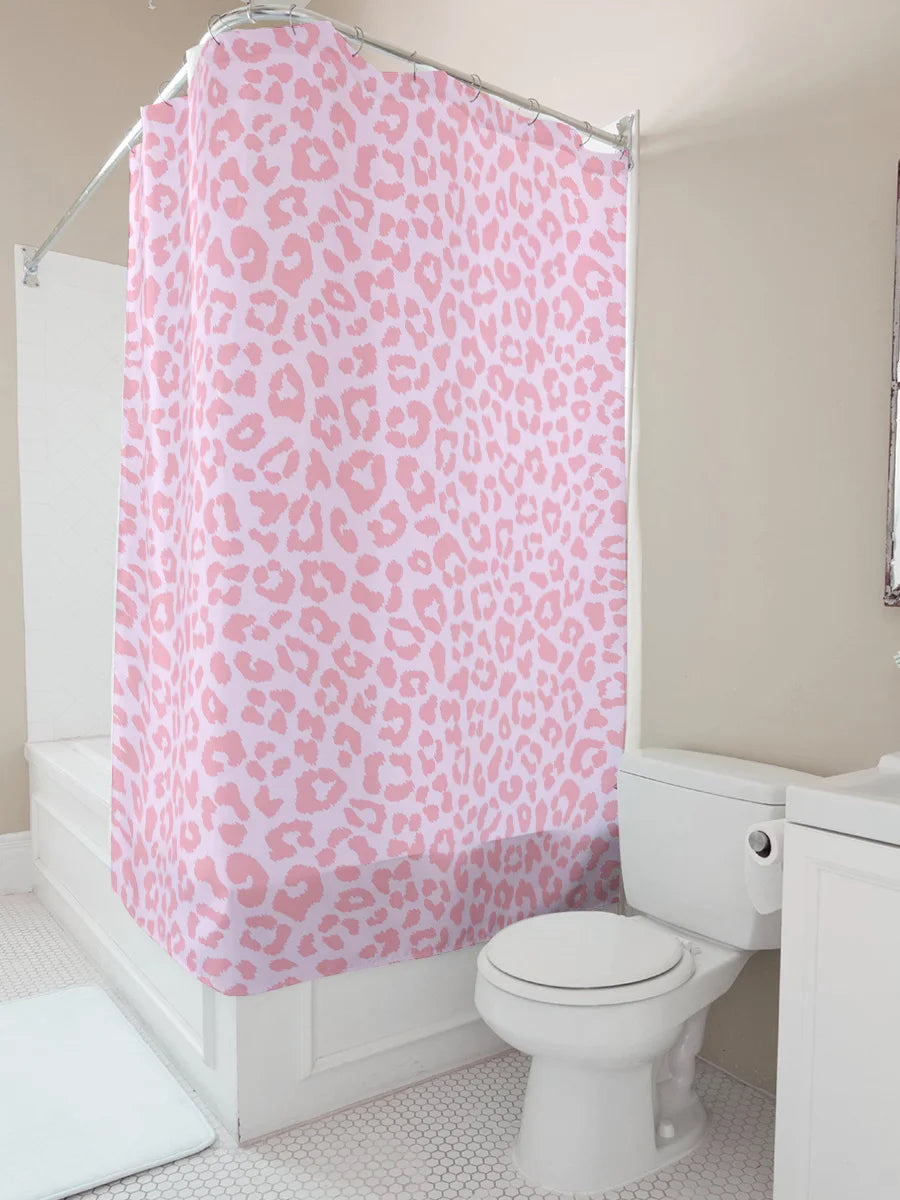 Pink Leopard Print Shower Curtain Home Decor Bathroom Supplies Modern Decoration Waterproof Bath Rug Tarpaulin Size Customizable