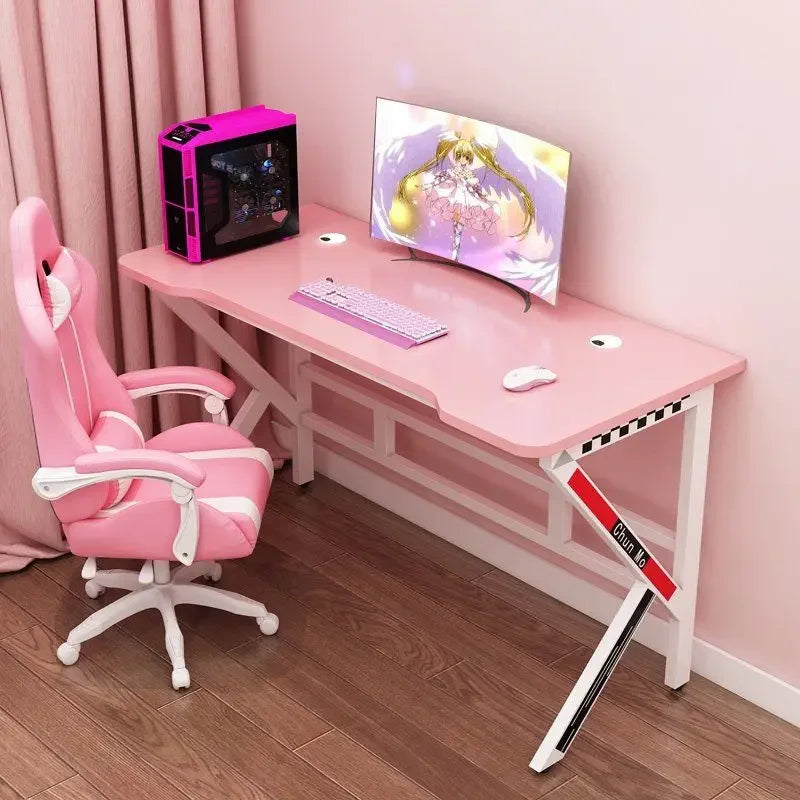 Pink Gaming Desk Girls Study Desk Laptop Table Computer Table Chair Live Gamer Home Live Desks Bedroom Desktop Gamer Desks