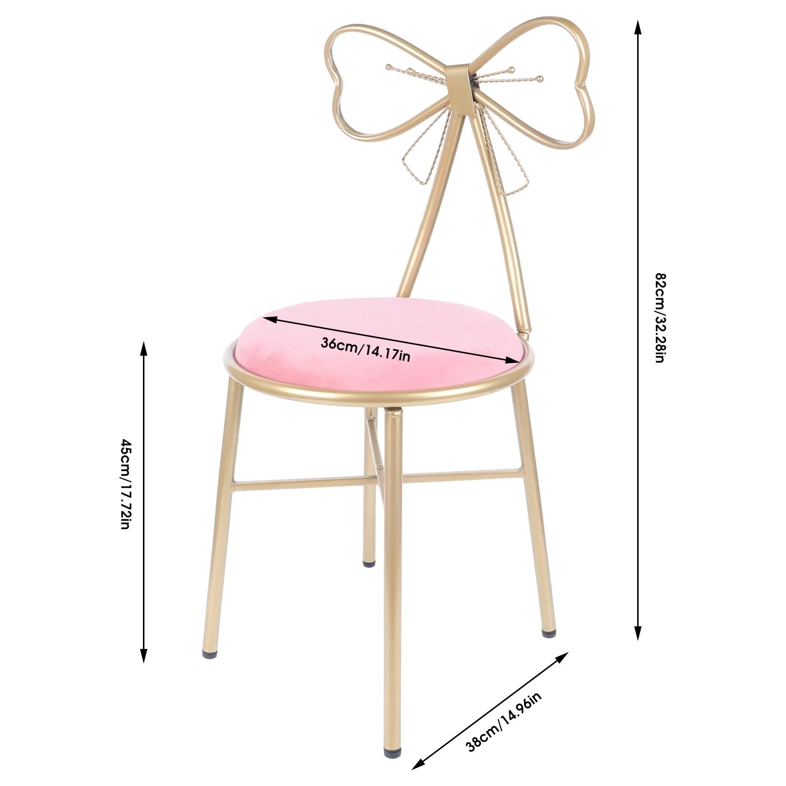 Vanity Stool Chair for Makeup Modern Velvet Butterfly Accent Chair Pink Cute Girls Bow Knot Backrest Chair  Home Decor