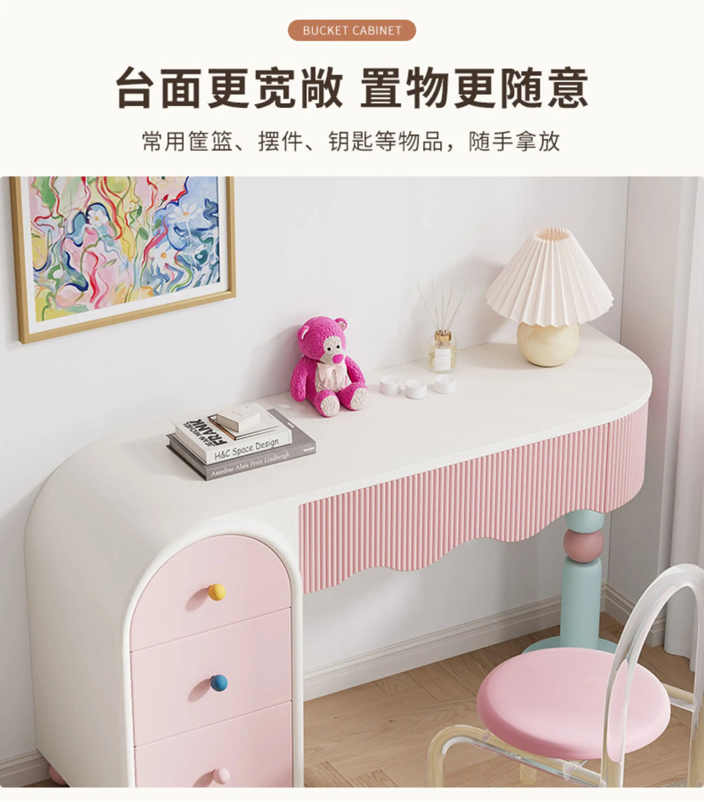 Pink Dresser, Bedroom Dresser, Cream Wind Solid Wood Integrated Chest Cabinet, Makeup Table, Storage Cabinet