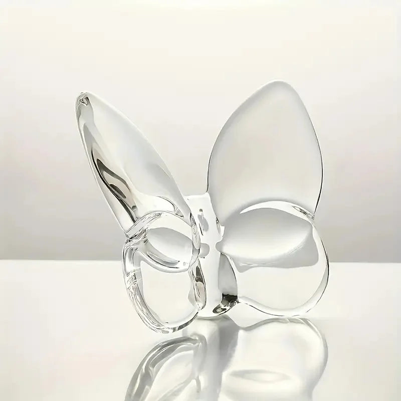 Elegant Crystal Glass Butterfly Desktop Decor, Home Office Desk Ornament, Bookcase, Living Room 1pc