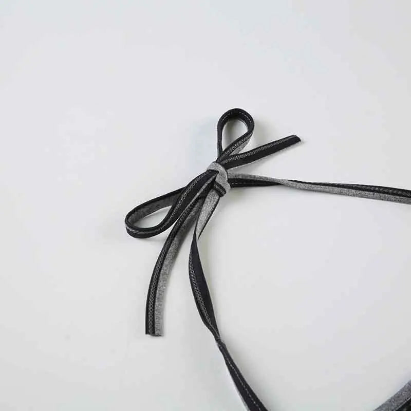 Striped Casual Backless Halter Camisole and Tiny Shorts Y2K Set Contrast Color Basic Two Piece Sets