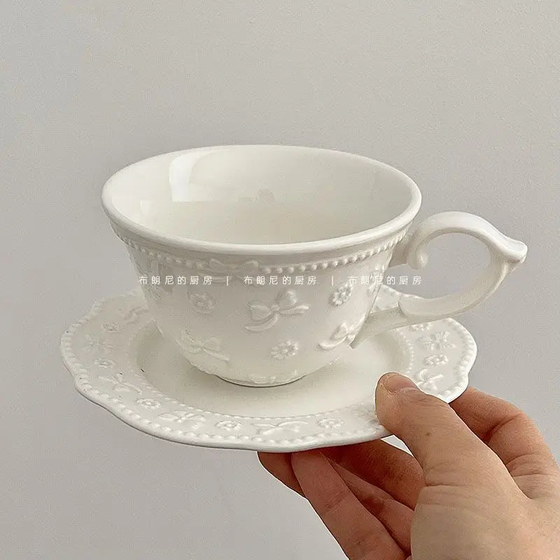White French Lace Cup and Plate Set