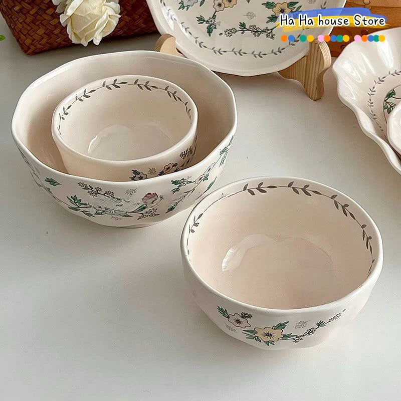 Ceramic Floral Bowl Plate Set