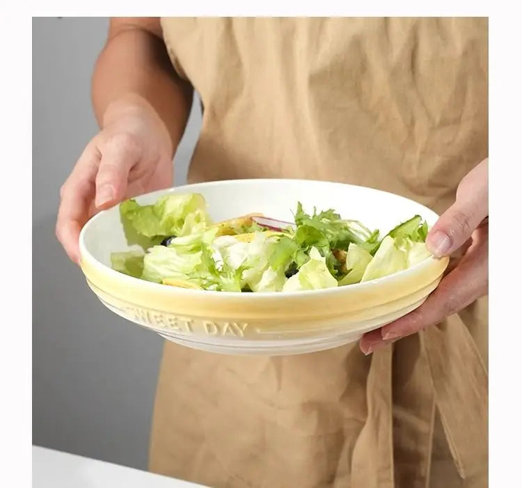 Gradual Change 8-inch Ceramic Deep Plate, High-end High-value Trays Underglaze Color Deep Plate Bowls