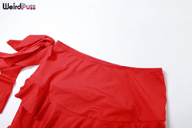 Women 2 Piece Set Double-Deck Pleated Tassel Mini Skirt+Bandage Slim Tank Top Festival Party Sexy Matching Outfits