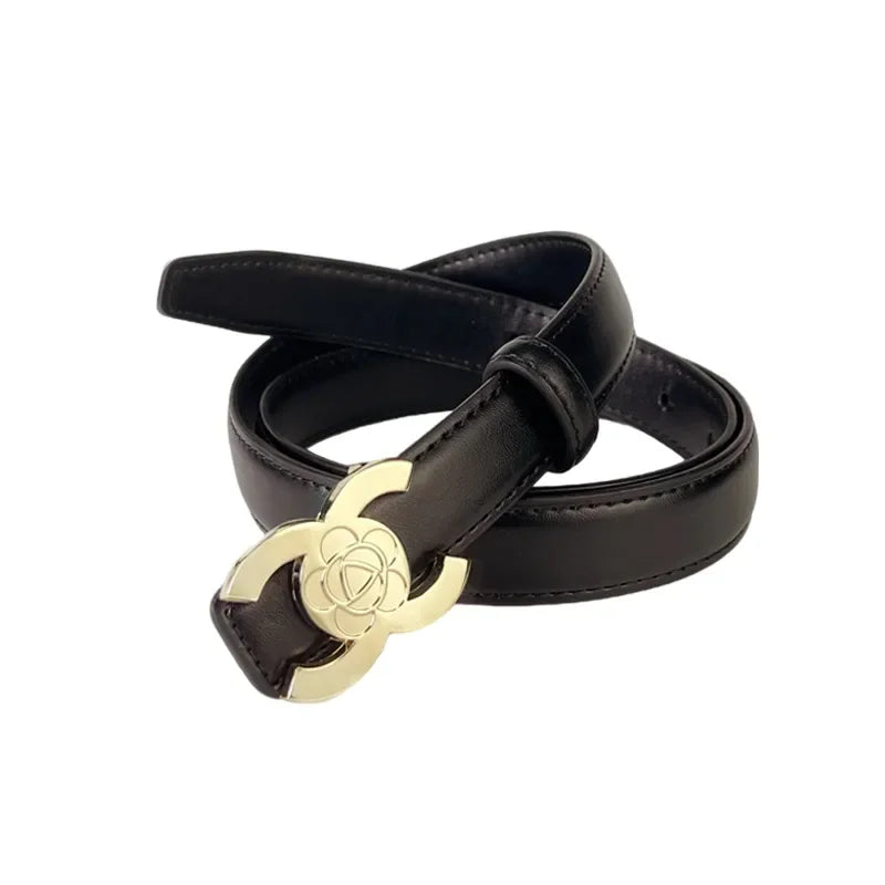 Women's Versatile Belt, Elegant Retro Style, Square Alloy Buckle