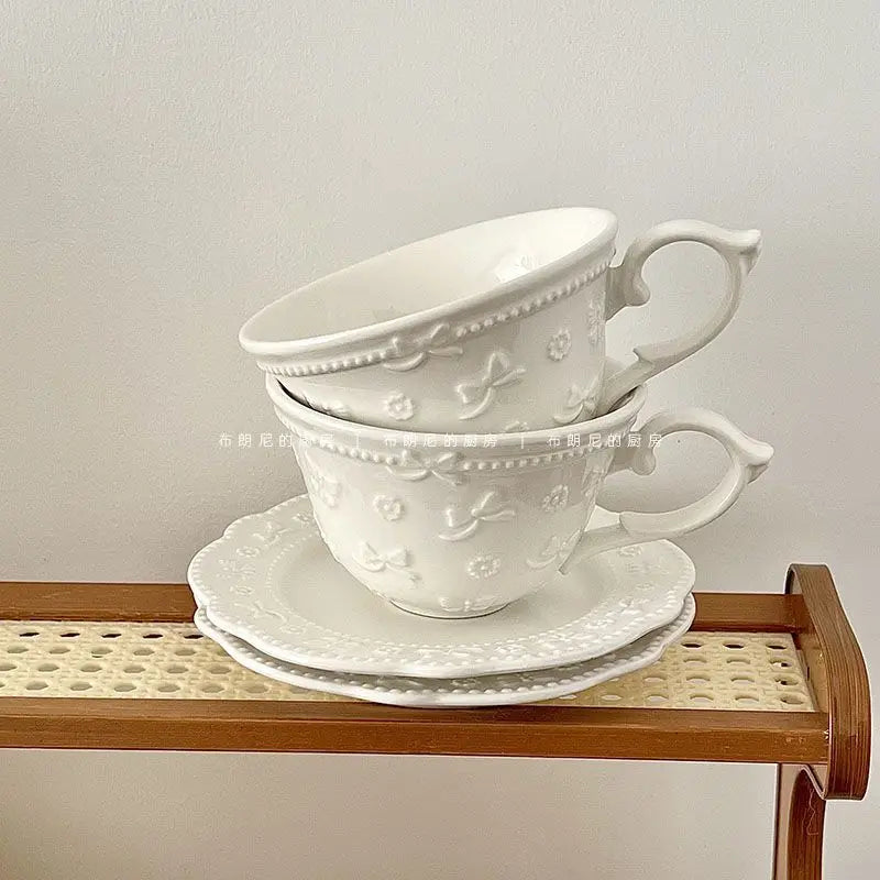 White French Lace Cup and Plate Set