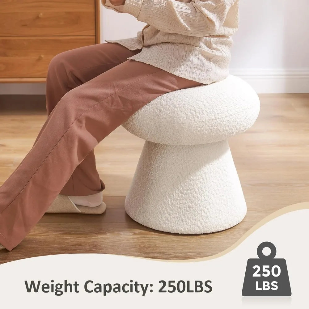 Luxury Light Mushroom Foot Rest Stool, Small Upholstered Footstool Ottoman for Makeup, Living Room, Bedroom, Stools & Ottomans