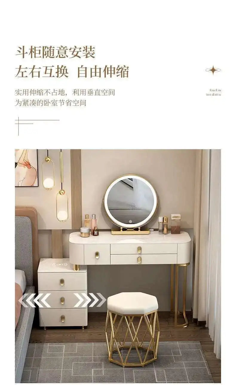 Luxury Shelf Cosmetics Makeup Dressing Table Bedroom Storage Drawers Vanity Table Modern