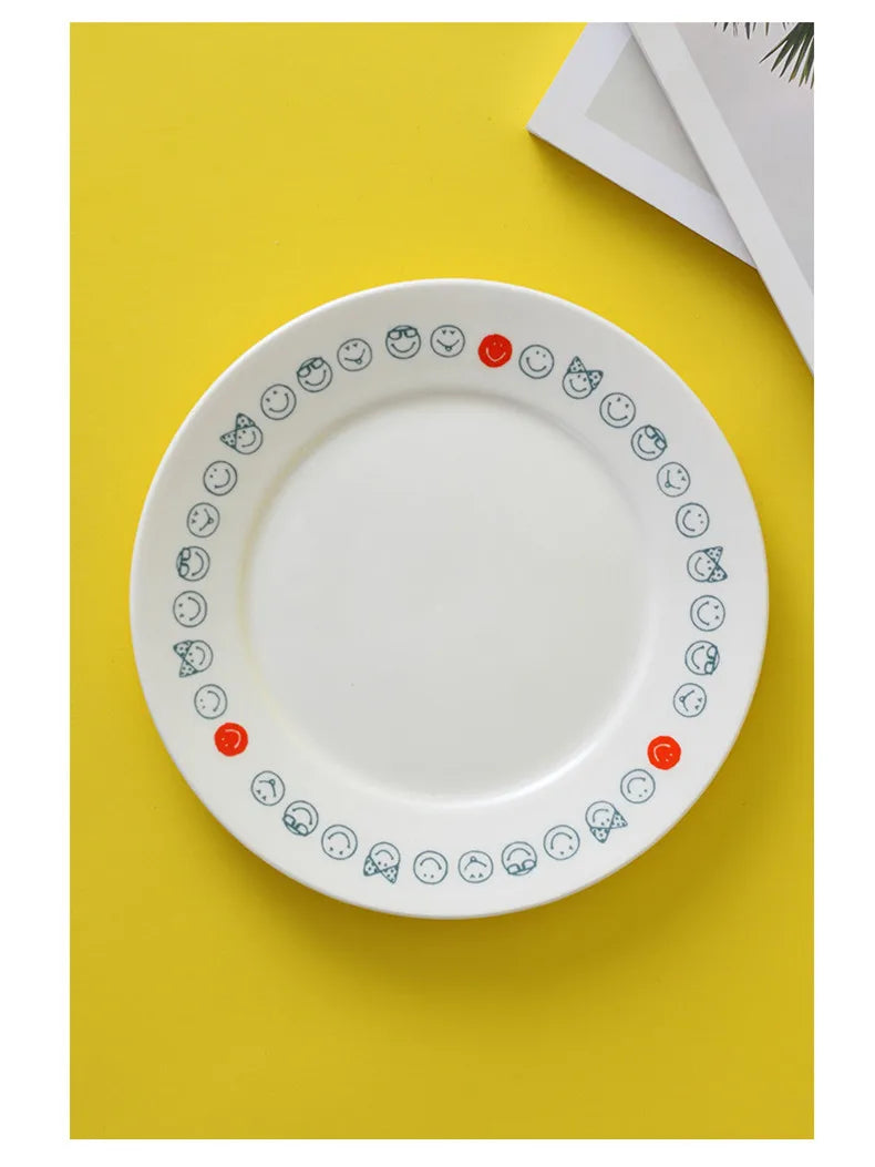 Garden Dragonfly Ceramic Dish Exquisite Round Ceramic Breakfast Dessert Plate Home Dish Plate High Temperature Resistant