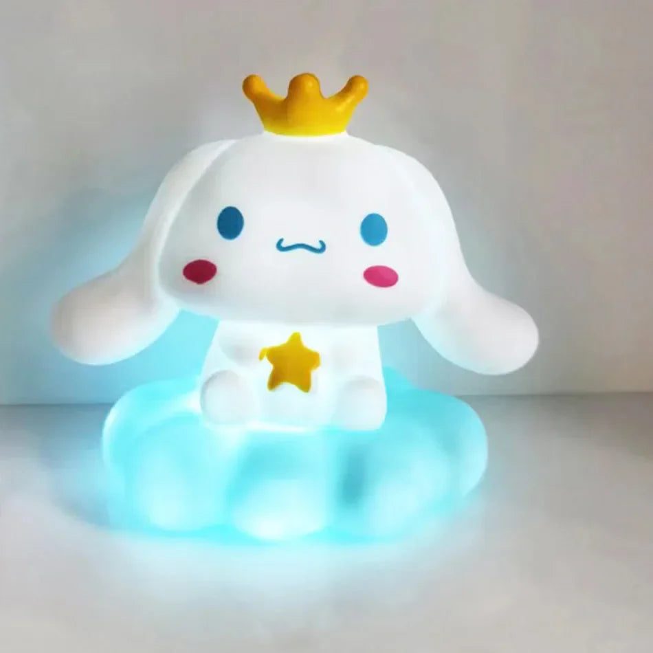 Kawaii Sanrios Night Light Enamel Cloud Cartoon Kuromi Cinnamoroll Pochacco Small Table Light Illuminating Decoration
