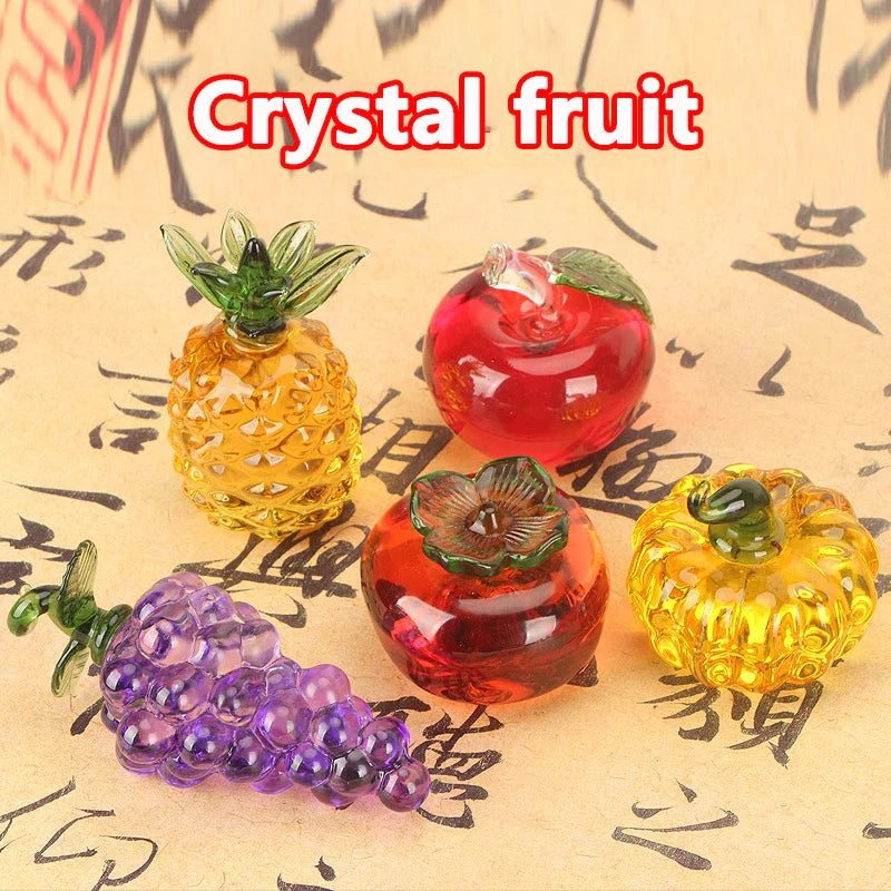 Crystal Fruit Decor - Peach, Grape, Apple, And Persimmon Ornaments