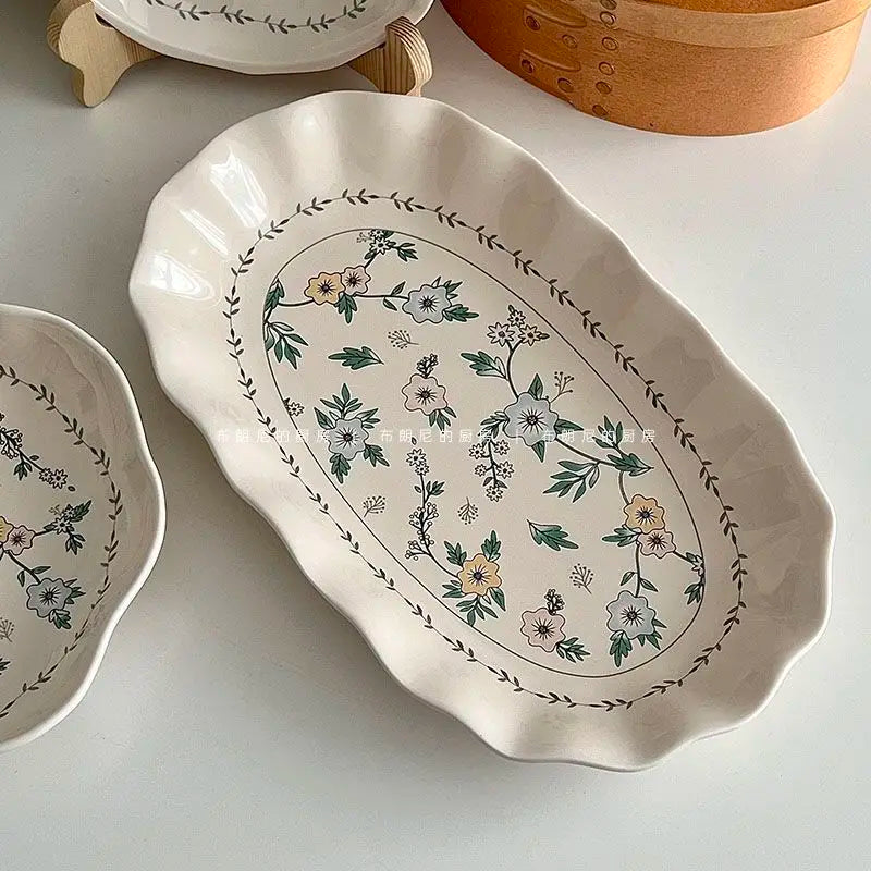 Ceramic Floral Bowl Plate Set