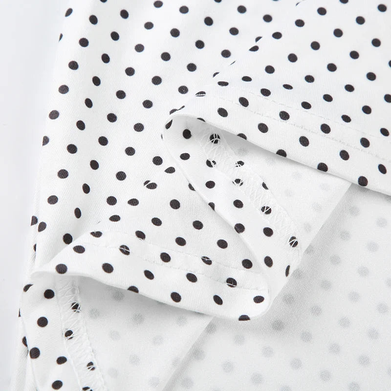 Sleeveless Short Dot Print Women Dresses Slim Fit Elegant Simple Office Lady Trendy Clothes