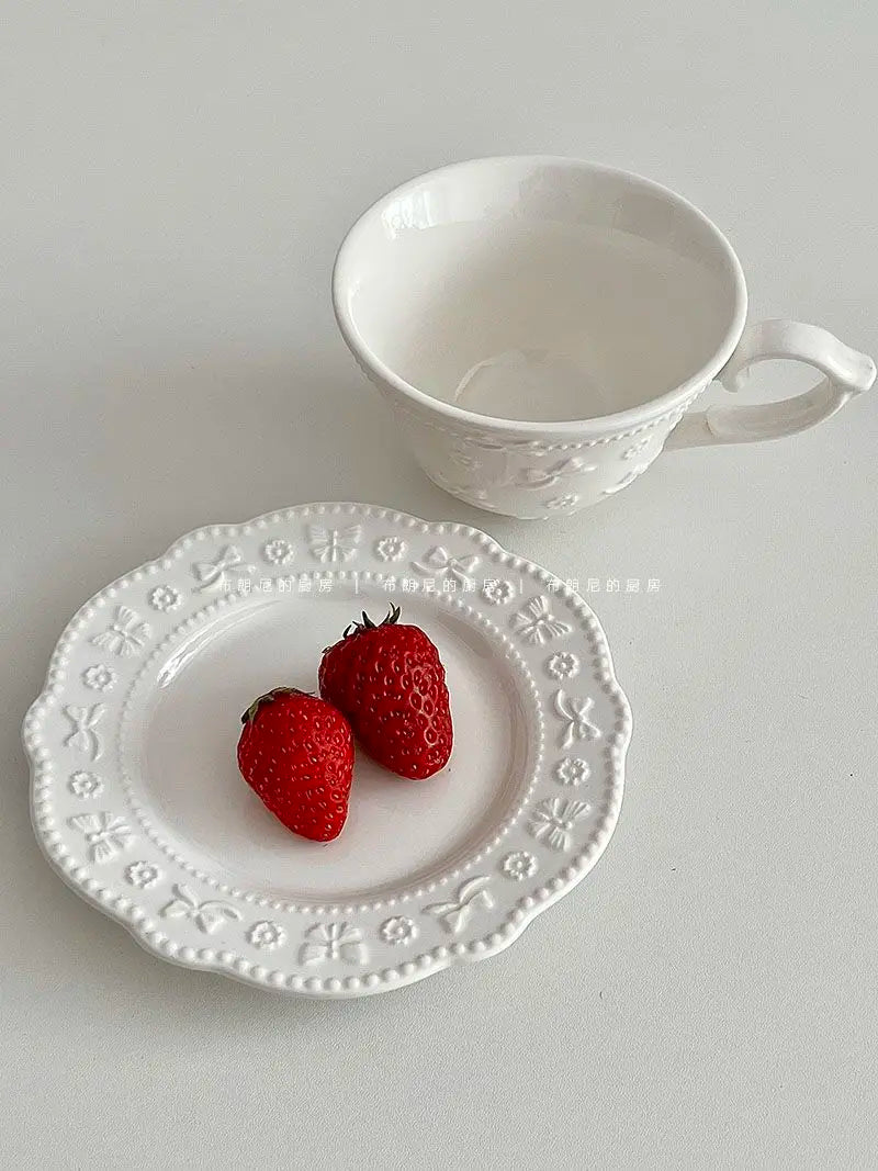 White French Lace Cup and Plate Set