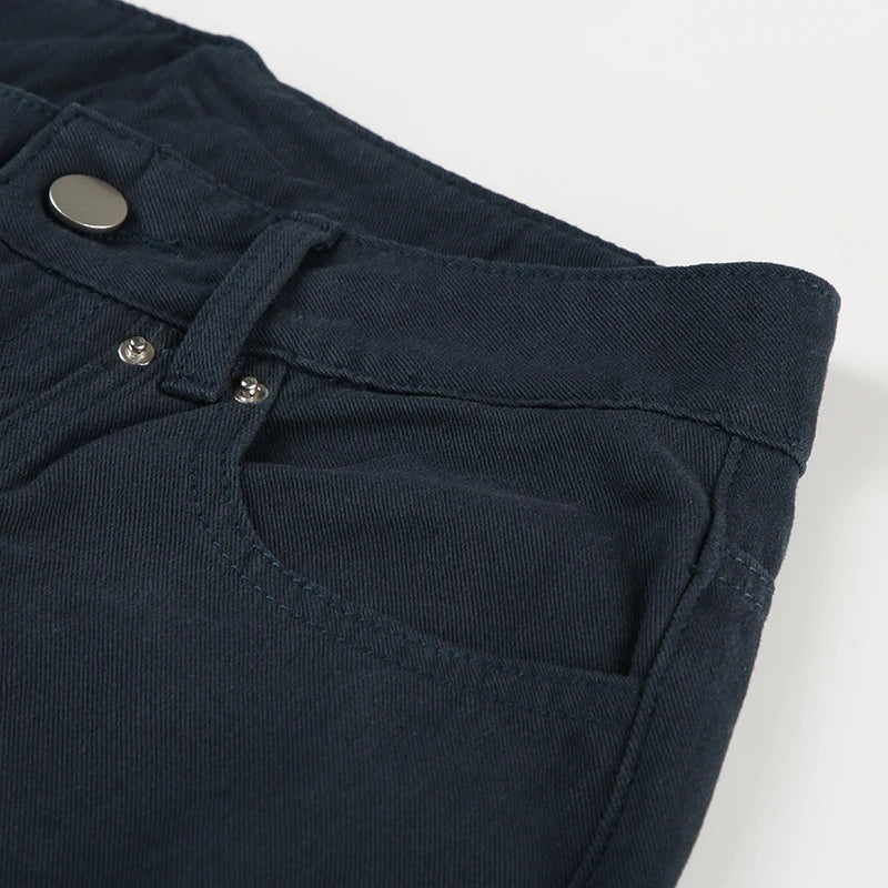 Casual Loose Rivet Jeans Wide Leg Pants Basic Low-Waisted Straight Pants Streetwear