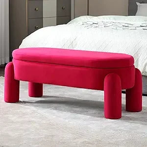 Modern Storage Ottoman Bench, Velvet Upholstered Storage Bench End of Bed Stool for Bedroom Living Room Entryway, 44.75" Width,