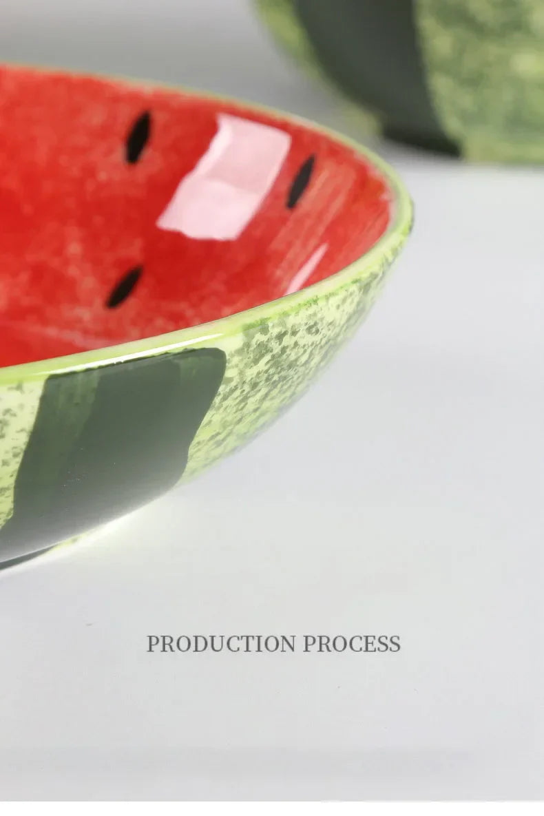 Watermelon Ceramic Cute Hand-painted Tableware Underglaze Color Fruit Shaped Bowl