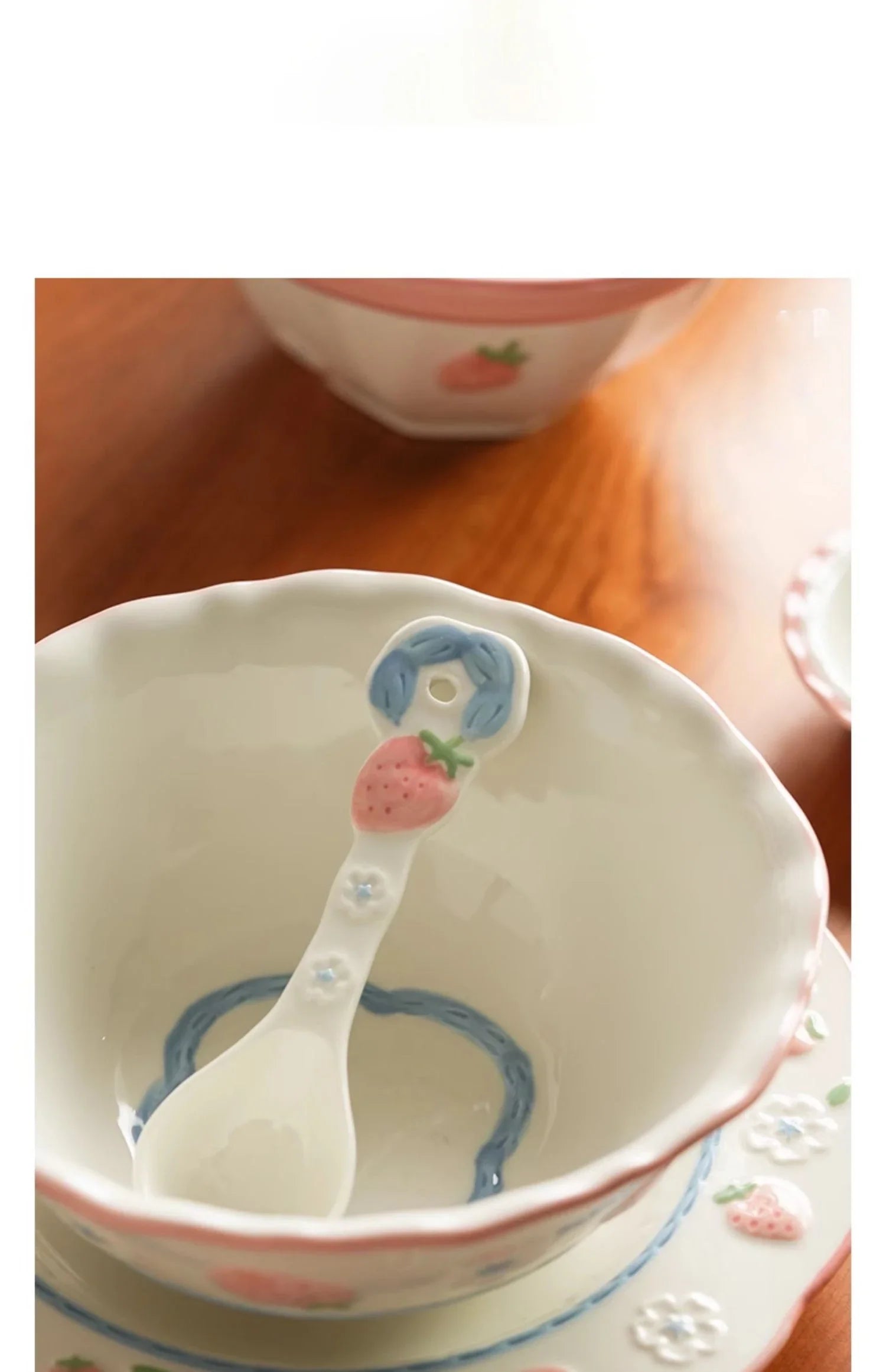 High Grade Strawberry Pattern Cute Girl Plate Bowl