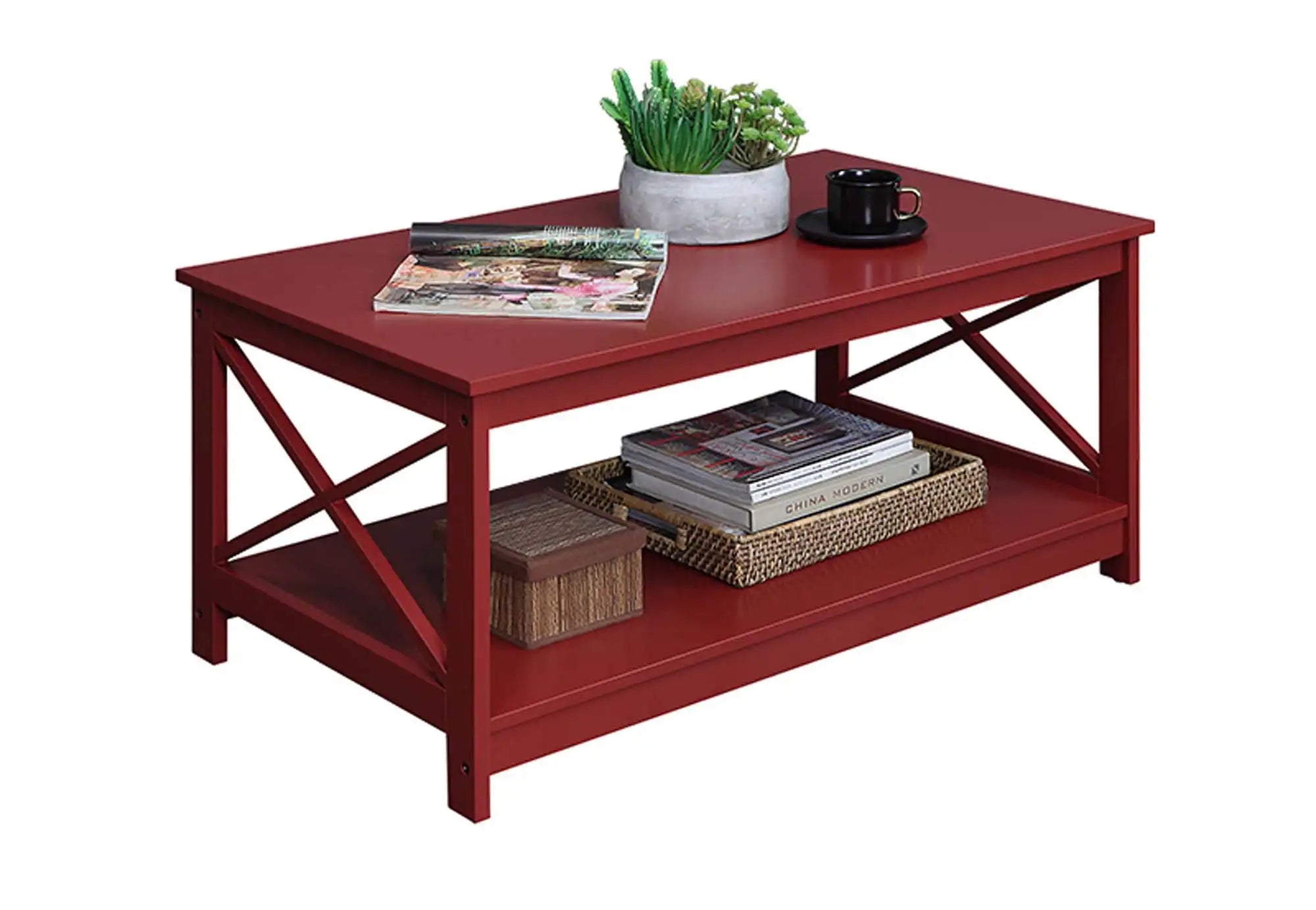 Oxford Coffee Table with Shelf, Transitional & Coastal Style,Two Tiers of Spacious Shelving