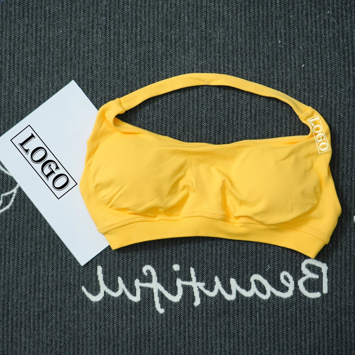 Yoga Impact Sports Bra With Logo Women Seamless Halter Bra Open Back Yoga Top Bras Medium Support Gym Crop Top Padded Sportswear