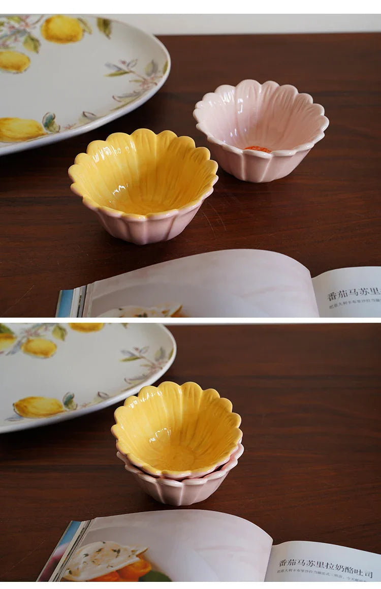 Ceramic Bowl 4.5 Inch Small Creative Floral Shape Dessert Bowl