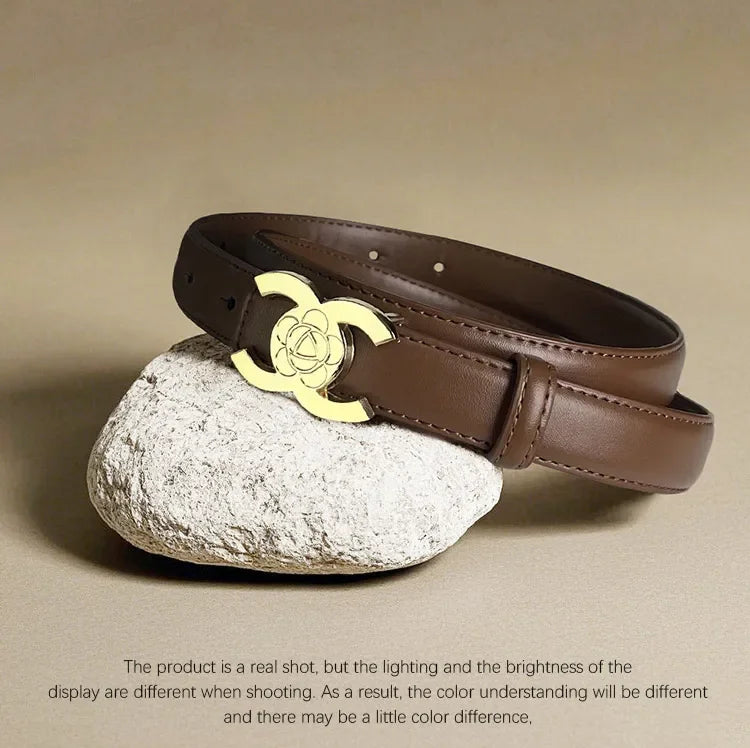 Women's Versatile Belt, Elegant Retro Style, Square Alloy Buckle