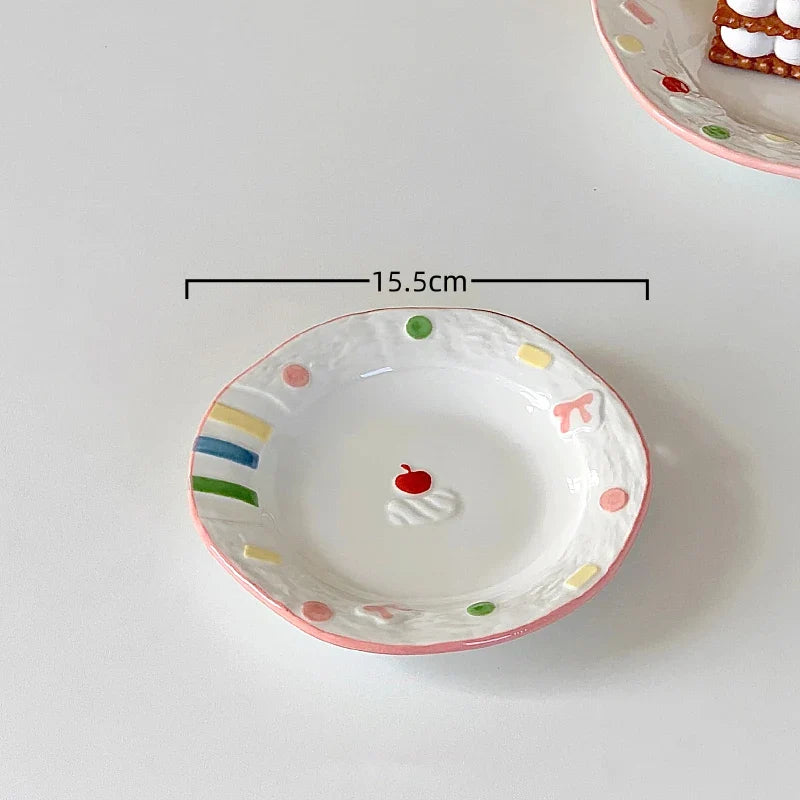 Porcelain Korean Style Cute Hand-Painted Dinnerware Cake Dessert Plates