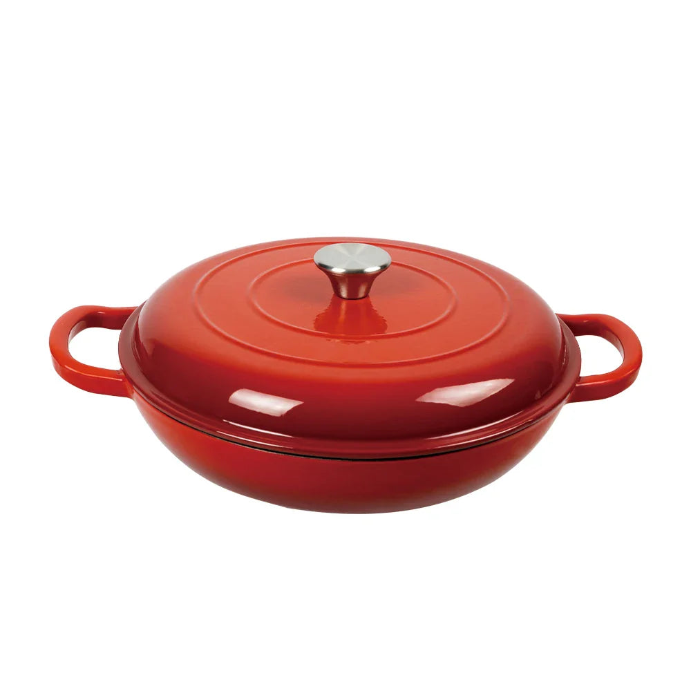 Red Enameled Dutch Oven Cast Iron Cookware Casserole Cooking Soup & Stock Pots And Pans Set