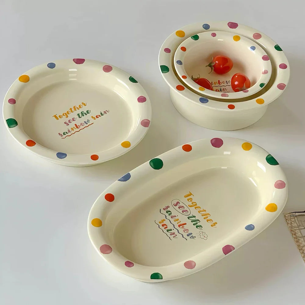 Colorful Dots Ceramic Porcelain m Tableware