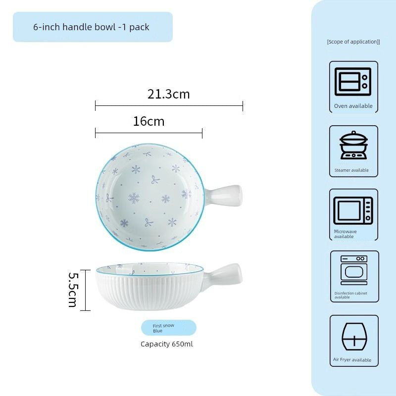 Ceramic Underglaze Color Bowl and Dish Tableware for One Person Bowl Spoon Bowl and Chopsticks